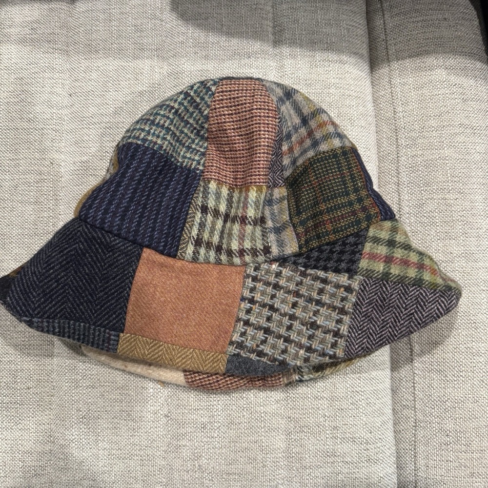 Hanna‎ Hats Donegal Ireland Wool Patchwork Plaid Bucket Hat Medium